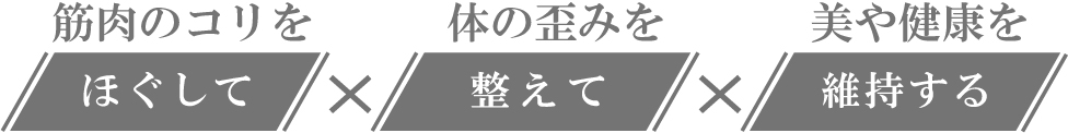筋肉のコリをほぐして、体の歪みを整えて、美や健康を維持する