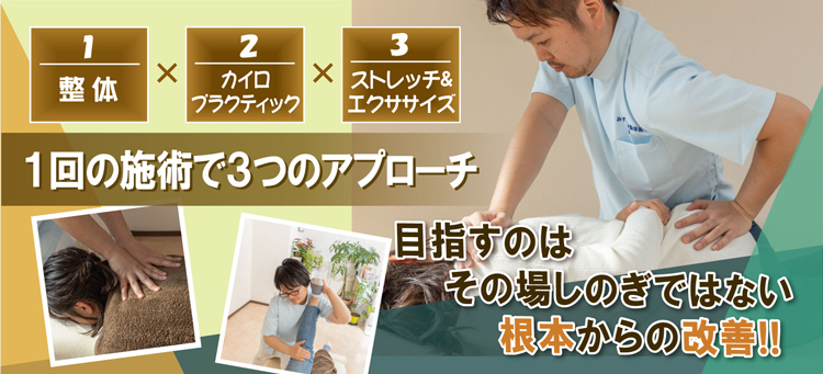 整体・カイロプラクティック・ストレッチ＆エクササイズの３つのアプローチ